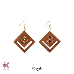 گوشواره مکرومه بافی - چوبی - طرح 40
