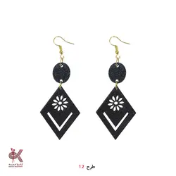 گوشواره مکرومه بافی - مشکی - طرح 12