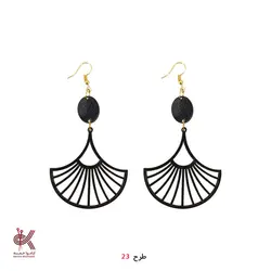 گوشواره مکرومه بافی - مشکی - طرح 23