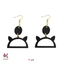 گوشواره مکرومه بافی - مشکی - طرح 26