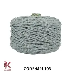 مکرومه کتان - 4 میل تابیده پلی استر - طوسی - MPL103
