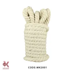 مکرومه کتان سفید شیری - 20 میل تابیده شیری - متری - MK2001