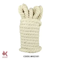 مکرومه کتان سفید شیری - 25 میل تابیده شیری - متری - MK2501