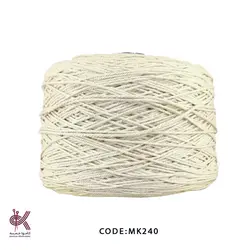 مکرومه کتان سفید شیری - 2میل تابیده شیری - MK240