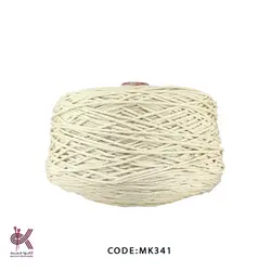 مکرومه کتان سفید شیری - 3میل تابیده شیری - MK341