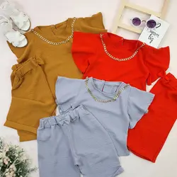 شومیزشلوارک آستین کلوش رنگی