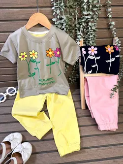 تیشرت شلوار گل های رنگی