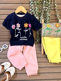 تیشرت شلوار گل های رنگی