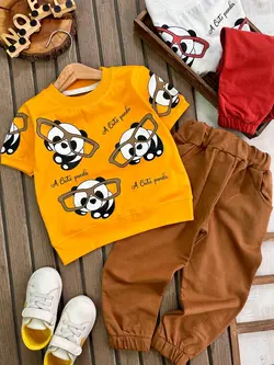 تیشرت شلوار پاندا کیوت عینکی