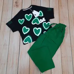 کراپ شلواربگ طرح قلب دخترانه لنین