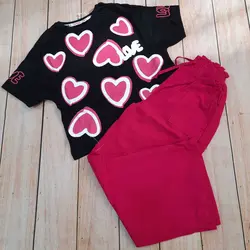 کراپ شلواربگ طرح قلب دخترانه لنین