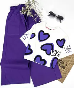 کراپ شلواربگ طرح قلب دخترانه لنین