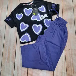 کراپ شلواربگ طرح قلب دخترانه لنین