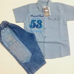 بلوز کتان باشلوارک لی پسرانه +مجلسی+شیک