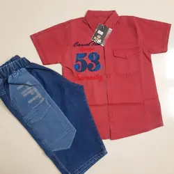 بلوز کتان باشلوارک لی پسرانه +مجلسی+شیک