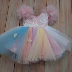 پیراهن دخترانه رنگین کمان برای تولد +مجلسی