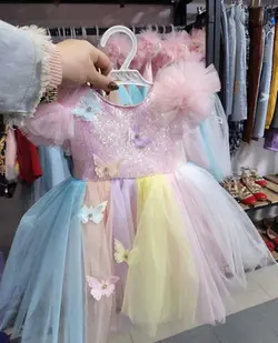 پیراهن دخترانه رنگین کمان برای تولد +مجلسی