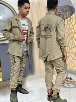 سه تیکه کت وشلوار کتان پسرانه سایز بزرگ