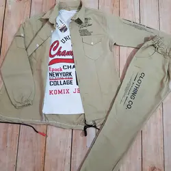 سه تیکه کت وشلوار کتان پسرانه سایز بزرگ