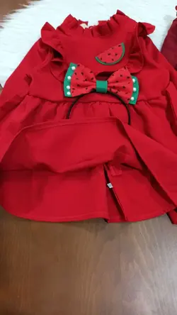پیراهن دخترانه قرمز یلدایی +تل