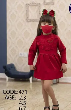 پیراهن دخترانه قرمز یلدایی +تل