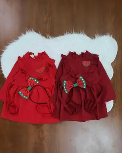 پیراهن دخترانه قرمز یلدایی +تل