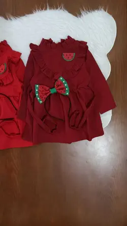 پیراهن دخترانه قرمز یلدایی +تل