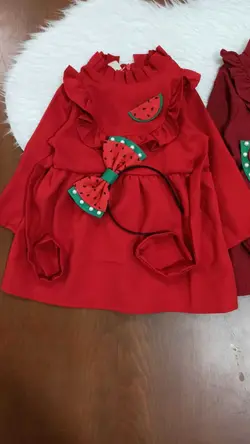پیراهن دخترانه قرمز یلدایی +تل