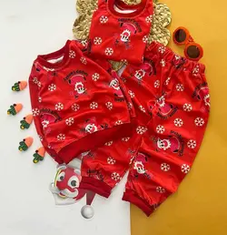 بلوز شلوار اسپرت مخمل یلدایی طرح کریسمس