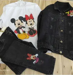 کت شلوار لی دخترانه شیک طرح میکی موز