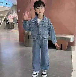 کت شلوار جین بچه گانه دخترانه طرح خرگوش خارجی