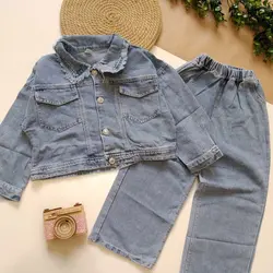 کت شلوار جین بچه گانه دخترانه طرح خرگوش خارجی