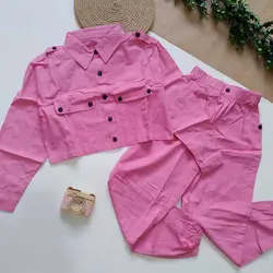 کت شلوار کتان بچه گانه دخترانه خارجی