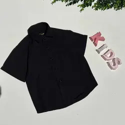 پیراهن پسرانه مشکی محرمی یقه دار