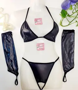 ست فانتزی فاق باز با ساق دست لاتکس