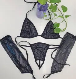 ست فانتزی فاق باز با ساق دست لاتکس