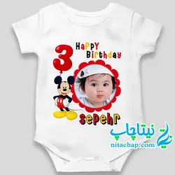 بادی تم تولد میکی موس با چاپ عکس کودک شما کد3