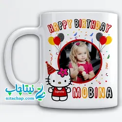 ماگ هدیه تولد طرح هلو کیتی با عکس کودک شما کد4