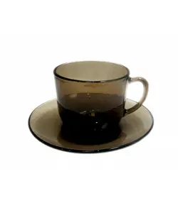 فنجان نعلبکی دودی ساده دورالکس فرانسه