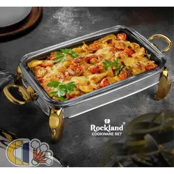 سوفله خوری مستطیل (مرغ) راکلند مدل پافیلی Rockland (سایز متوسط) دسته طلایی