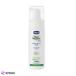 فوم و نرم کننده موی سر کودک چیکو حاوی عصاره هلو و بادام حجم 150 میلی لیتر