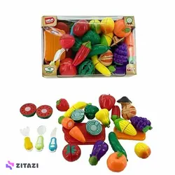 اسباب بازی آموزشی میوه و تره بار 41 تکه Pieces Cuttable Fruit Vegetables Greengrocer Set Toy