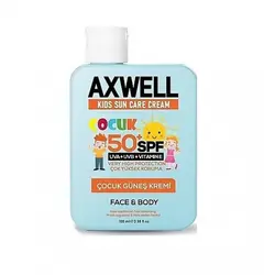 کرم ضد آفتاب کودکان آکسول +Axwell Kids Sun spf50 حاوی ویتامین E با محافظت بسیار بالا 100 میل