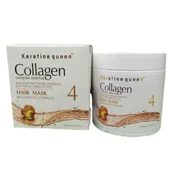 ماسک مو بدون سولفات کراتین کوئین  کلاژن Keratine Queen Collagen 4 مناسب موهای خشک ، رنگ ، دکلره شده ، کراتین و بوتاکس شده کلاژن 800 میل