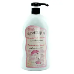 شامپو سر و بدن کودک NATURAPHY  با رایحه توت فرنگی و آلوئه ورا حجم 1000 میلی