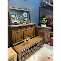 آینه و کنسول گردویی مدل بهار سه درب