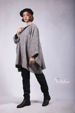 مانتو اورسایز پشمی کوتاه