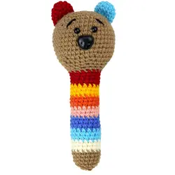 جغجغه بافتنی طرح خرس قهوه ای شیکدو مدل JQ05 | شیکدو