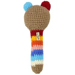 جغجغه بافتنی طرح خرس قهوه ای شیکدو مدل JQ05 | شیکدو