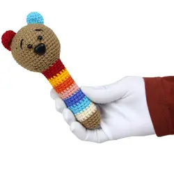 جغجغه بافتنی طرح خرس قهوه ای شیکدو مدل JQ05 | شیکدو